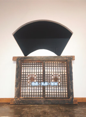 中式风实木头窗户茶馆农村老物件