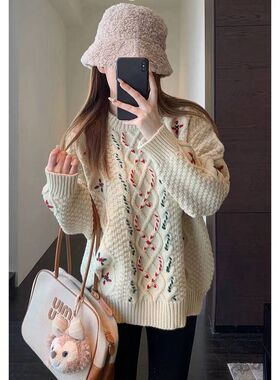 节日氛围感 设计感粗针圣诞款毛衣女针织衫新款秋冬S1225D