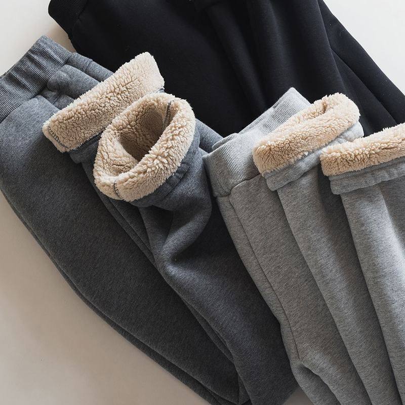冬季一件保暖加绒加厚羊羔毛百搭舒适大码宽松休闲卫裤长裤男女款