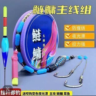 鲢鳙钓浮线组手杆免调漂弹簧成品全套大力马双钩专用钩咬钩变色漂