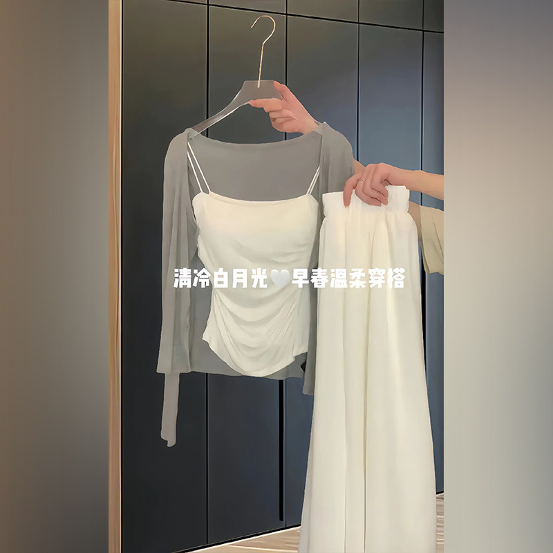超火三件套夏装女款2025年新款刘亦菲同款早夏韩系穿搭套装连衣裙