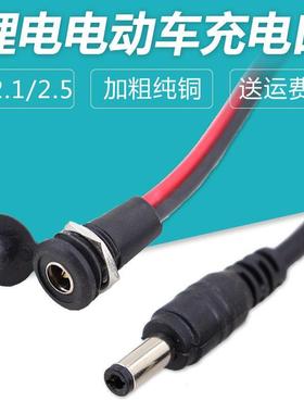 锂电池电动自行车公母插口充电器输出线DC2.1/2.5充电头36V48圆头