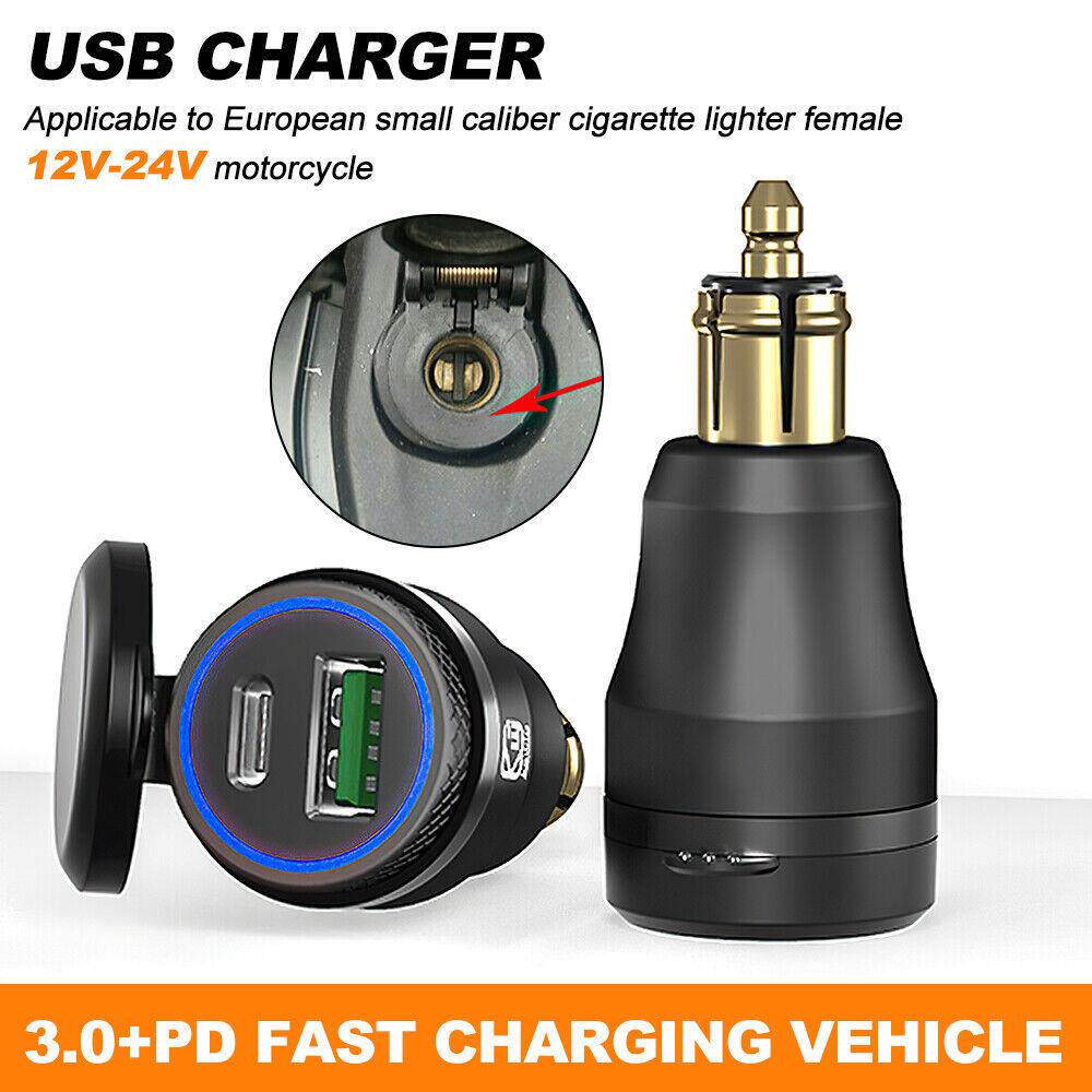 汽车车充适用欧规摩托车PD+QC3.0车载充电器杜卡迪usb手机充电器