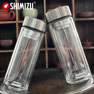 清水双层玻璃杯便携男女家用泡茶水杯有盖大容量车载加厚随手杯子