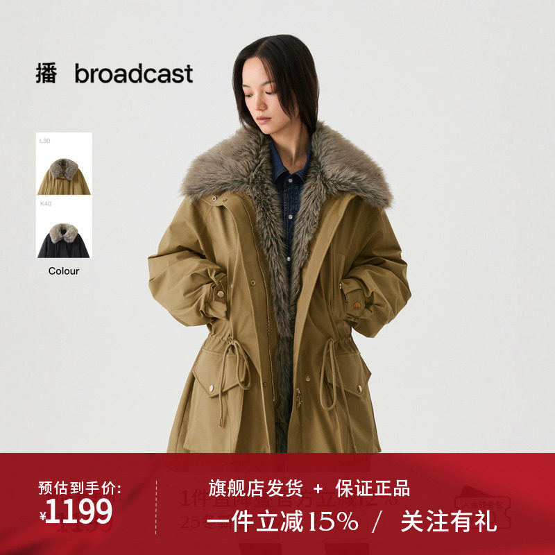 播复古工装毛领羽绒服女冬季收腰短款派克外套DDS4RD5245