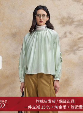 播圆领衬衫女商场同款2024夏季新款设计感文艺复古上衣BDR2HD1505