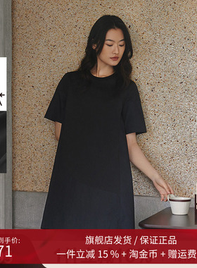 播黑色拼接连衣裙女商场同款2024夏季新款感宽松长裙BDR2LD1142