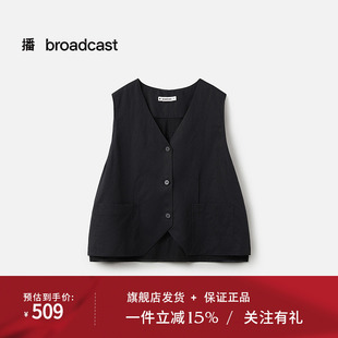 播商场同款简约亚麻马甲外套女25夏季新款时髦上衣BDS7MD2901