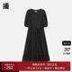 播花边捏褶裙摆连衣裙2024新款 女夏季 收腰显瘦A字裙DDR2LD5793