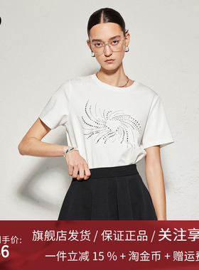 播商场同款黑标系列T恤女24春秋休闲简约短袖上衣BDR3YD2115