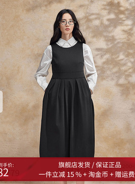 播黑色无袖连衣裙女2024夏季新款小个子叠穿森系长裙BDR2LD0643