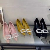 女2025春款 新款 法式 高跟鞋 绝美羊绒水钻扣黑色尖头细跟不累脚单鞋