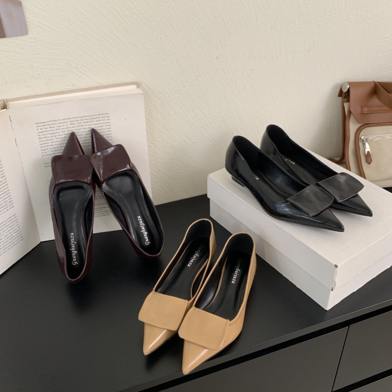 细跟舒适褶皱百搭一脚蹬小众橡胶