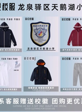 【龙泉驿区天鹅湖小学】 中小学生藏青连帽运动服套装校服班服