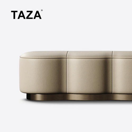 TAZA全真皮海岸线床尾凳