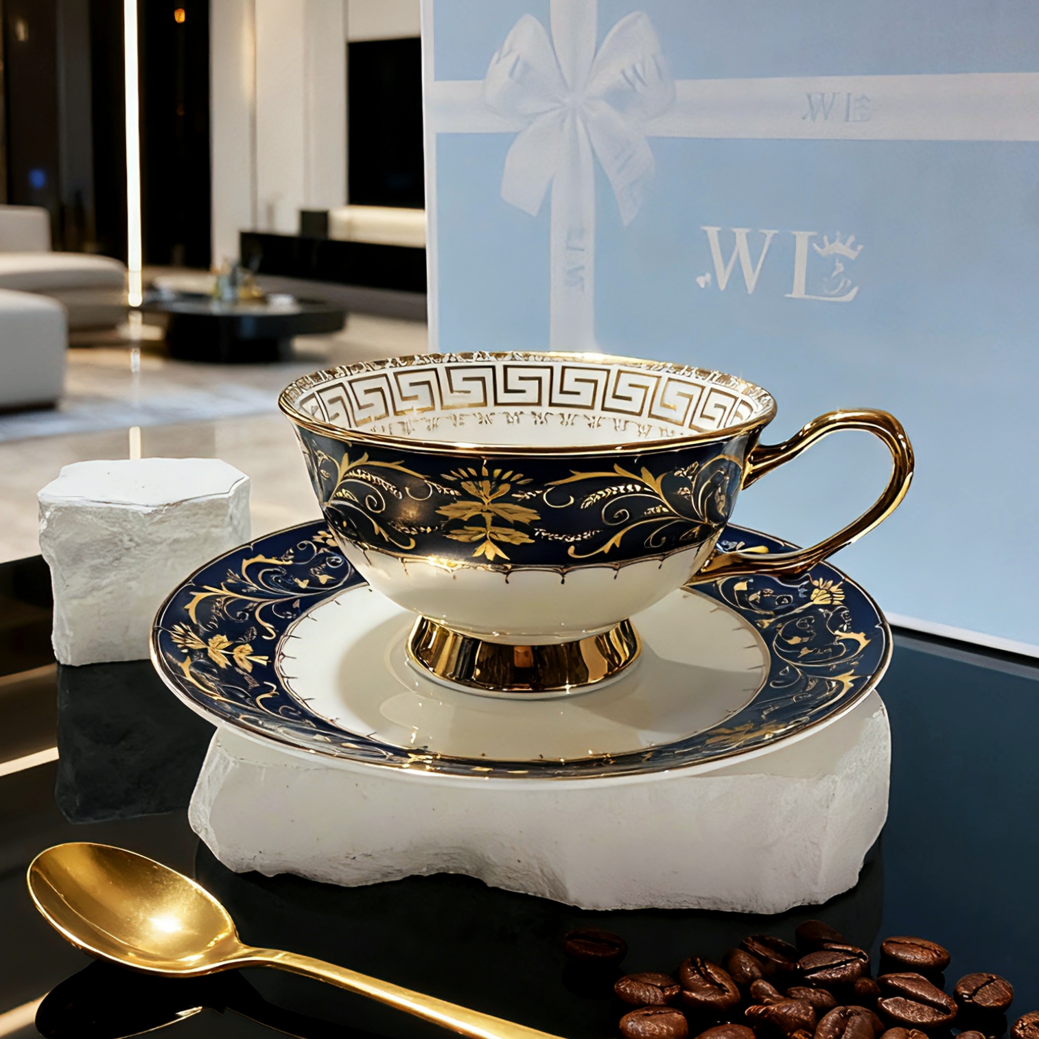 复古高级感骨瓷咖啡杯碟欧式茶具套装陶瓷英式下午茶杯奢华水杯子