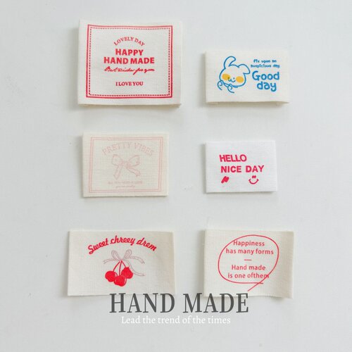 纯棉handmade布标樱桃英文标签