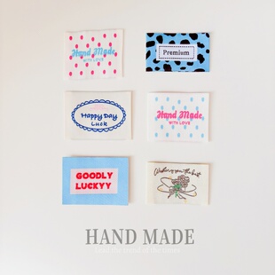 韩系布标彩色织唛刺绣标签圆点文字手工diy箱包围巾衣服辅料配件