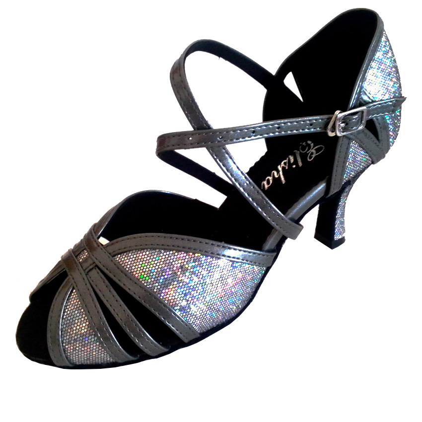 专业拉丁舞鞋 成人国标学生 上课表演交谊 金色摩登软底 定制跟高