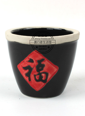 传统黑色小瓷缸手工仿古土陶茶桶茶具茶道配件老式粗陶水缸道具
