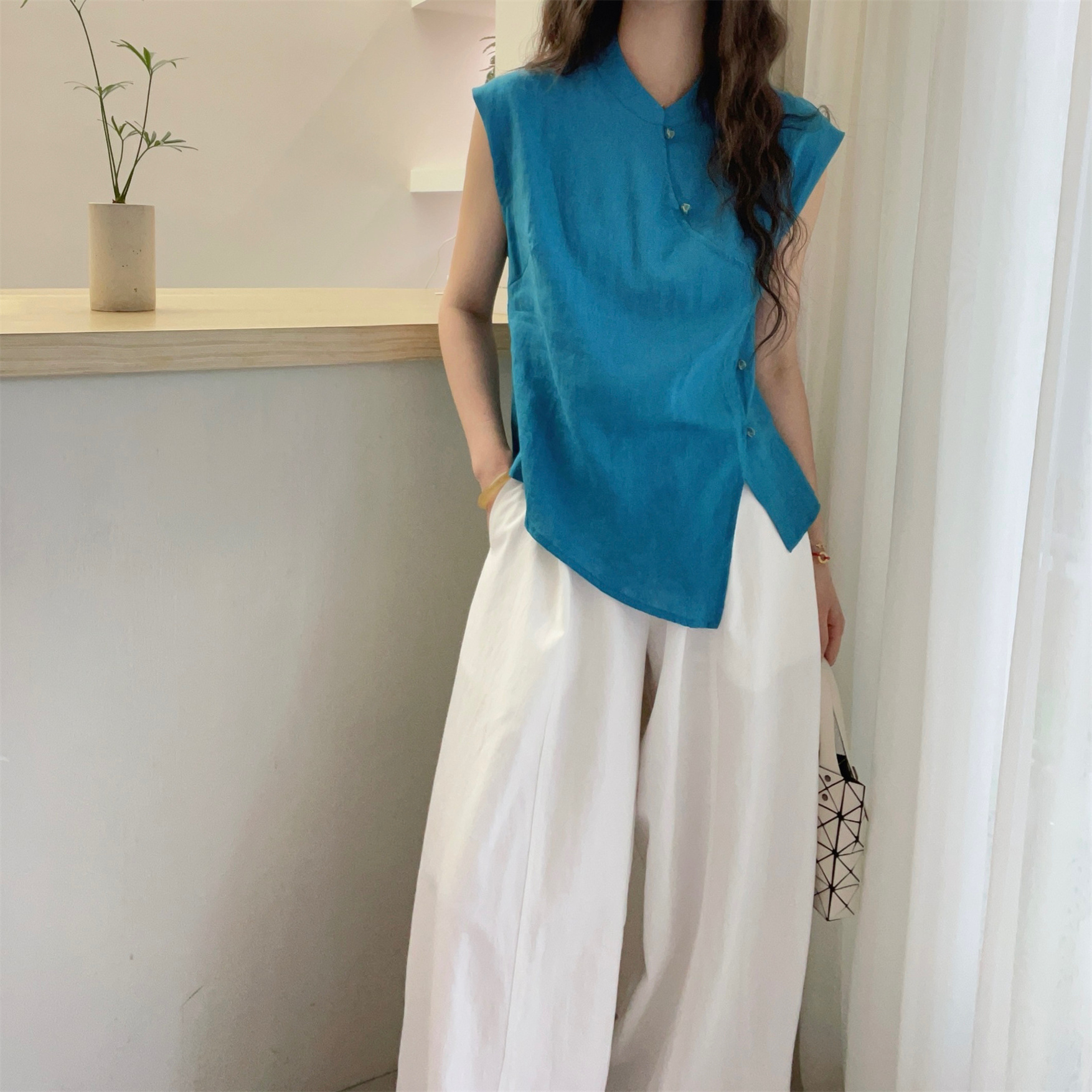 国风净版纯色亚麻糖果色汉服衬衫