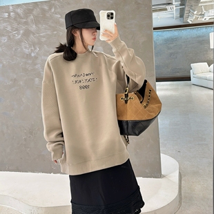 卫衣潮 做旧字母印花慵懒休闲风大版 欧洲站2025秋季 欧货圆领落肩袖