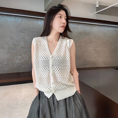 百搭针织开衫马甲坎肩上衣女