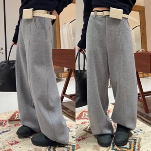 女 脚收口百搭显瘦百搭配腰包长裤 欧洲站2025冬季 加厚加绒前压线裤