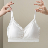 固定一体加厚美背乳胶杯无扣背心式 聚拢小胸显大裹胸蕾丝内衣文胸