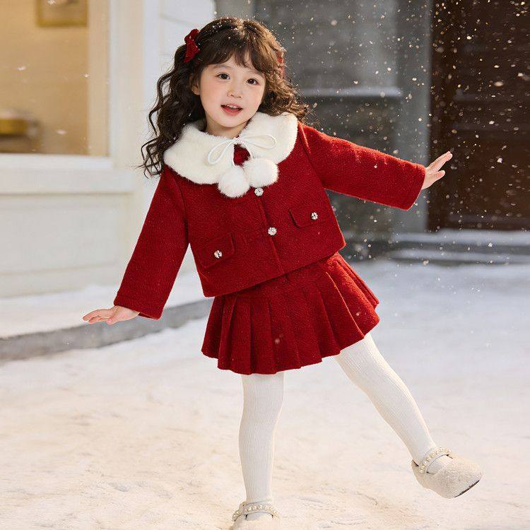 ABC儿童2026套装加厚新款冬季韩版纯色女童小香风外套百褶裙加绒,童装/婴儿装/亲子装,儿童运动套装,淘宝优惠券,粉丝福利购,淘宝优惠卷