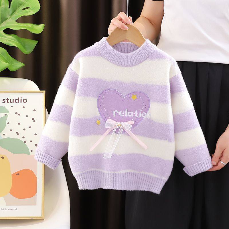 ABC2025年新款洋气女孩绣花加厚儿童毛衣秋冬打底时髦针织衫内搭,童装/婴儿装/亲子装,毛衣/针织衫,淘宝优惠券,粉丝福利购,淘宝优惠卷