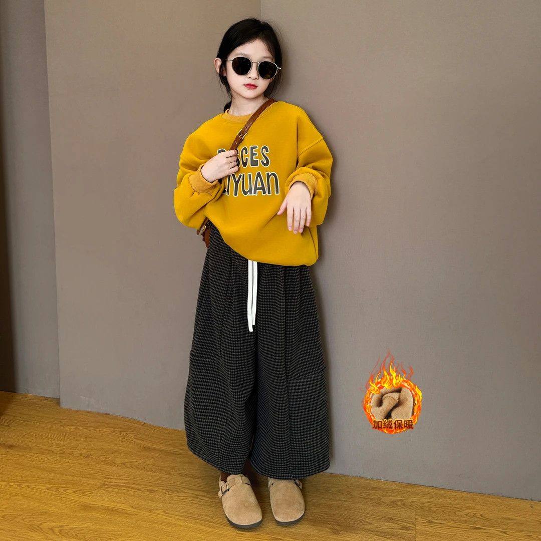 ABC女童秋冬加绒套装2025新款儿童女孩韩系穿搭卫衣加绒格子裤套,童装/婴儿装/亲子装,儿童运动套装,淘宝优惠券,粉丝福利购,淘宝优惠卷