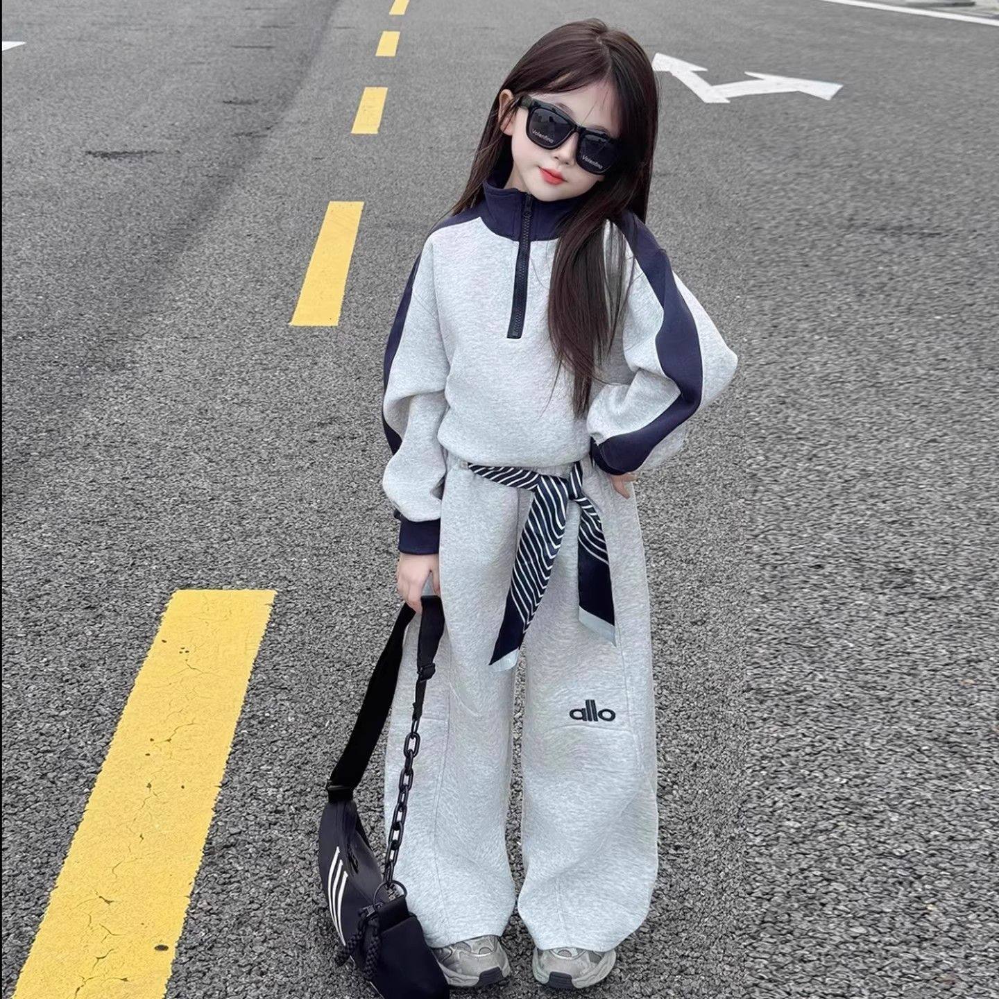 ABC女童套装秋冬款2025新款儿童洋气卫衣冬季女孩加绒休闲运动两,童装/婴儿装/亲子装,儿童运动套装,淘宝优惠券,粉丝福利购,淘宝优惠卷