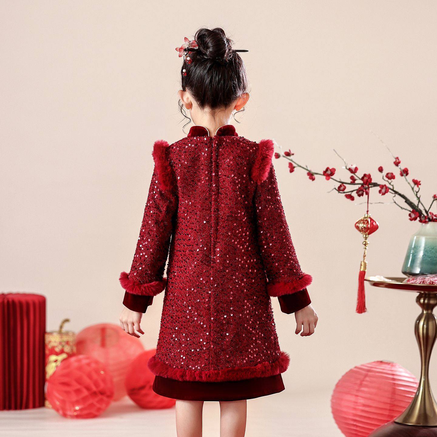 ABC女童连衣裙冬季加绒加厚新中式旗袍裙儿童中国风红色唐装新年,童装/婴儿装/亲子装,连衣裙,淘宝优惠券,粉丝福利购,淘宝优惠卷