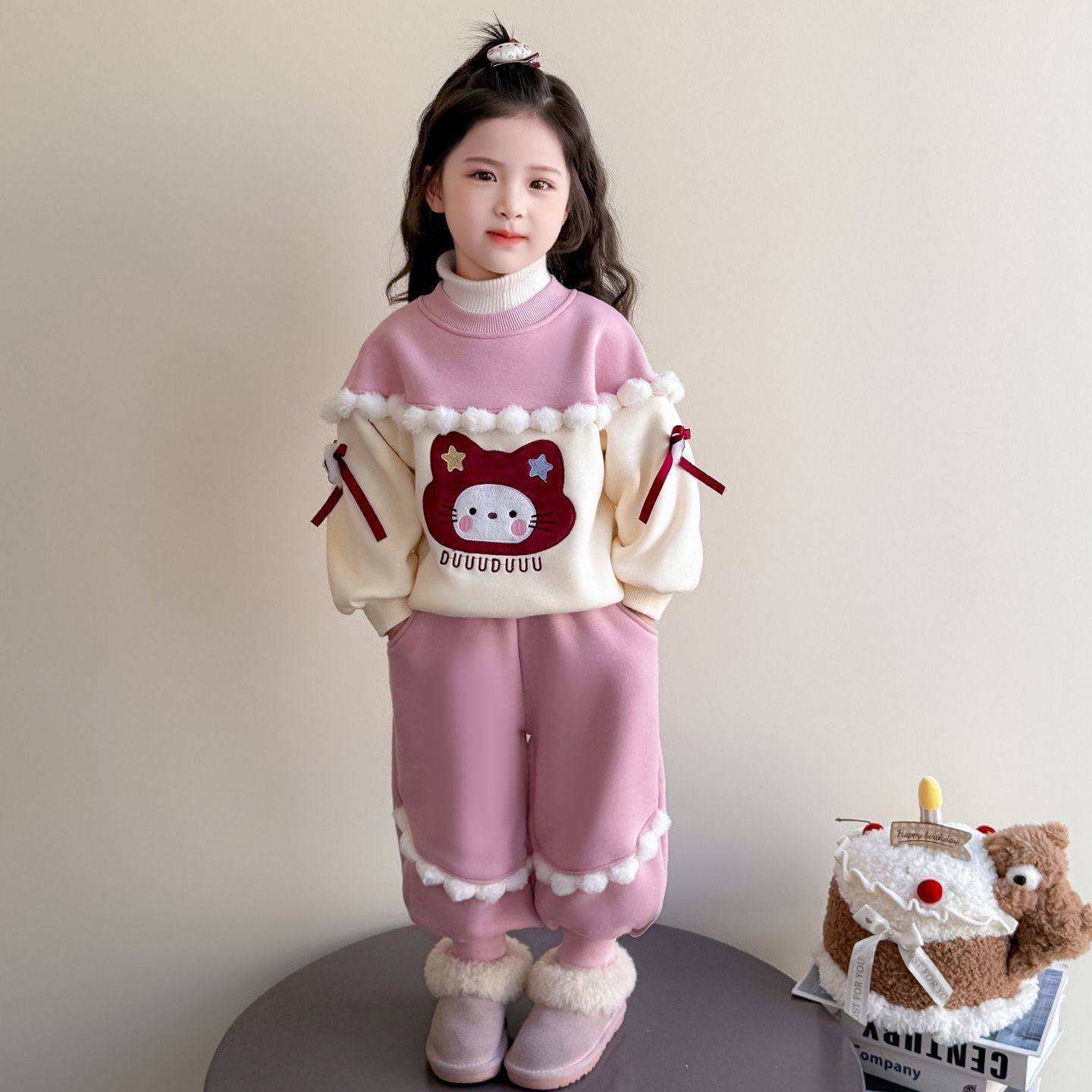 ABC女童冬装套装2025新款儿童加绒加厚两件套衣服宝宝冬季卫衣运,童装/婴儿装/亲子装,儿童运动套装,淘宝优惠券,粉丝福利购,淘宝优惠卷