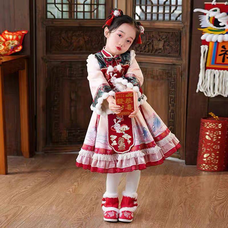 ABC儿童2025冬季加绒中国套装超仙古风女童汉服古装加厚唐装拜年,童装/婴儿装/亲子装,汉服,淘宝优惠券,粉丝福利购,淘宝优惠卷