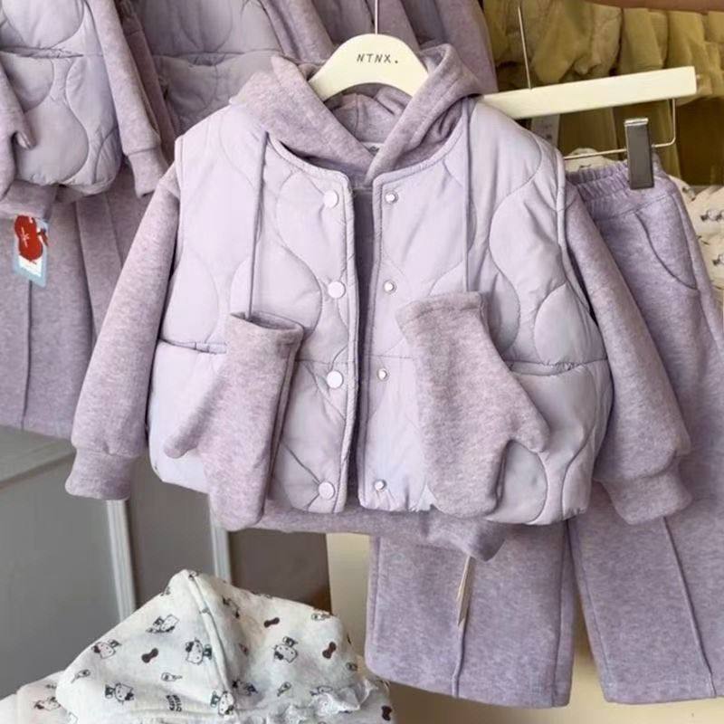 ABC女童秋冬2025套装韩版加绒加厚新款卫衣儿童中小童马甲三件套,童装/婴儿装/亲子装,儿童运动套装,淘宝优惠券,粉丝福利购,淘宝优惠卷