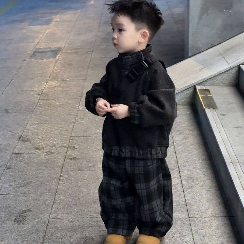 ABC男童加绒套装2025秋冬新款洋气卫衣儿童酷帅童装百搭裤子潮童,童装/婴儿装/亲子装,儿童运动套装,淘宝优惠券,粉丝福利购,淘宝优惠卷