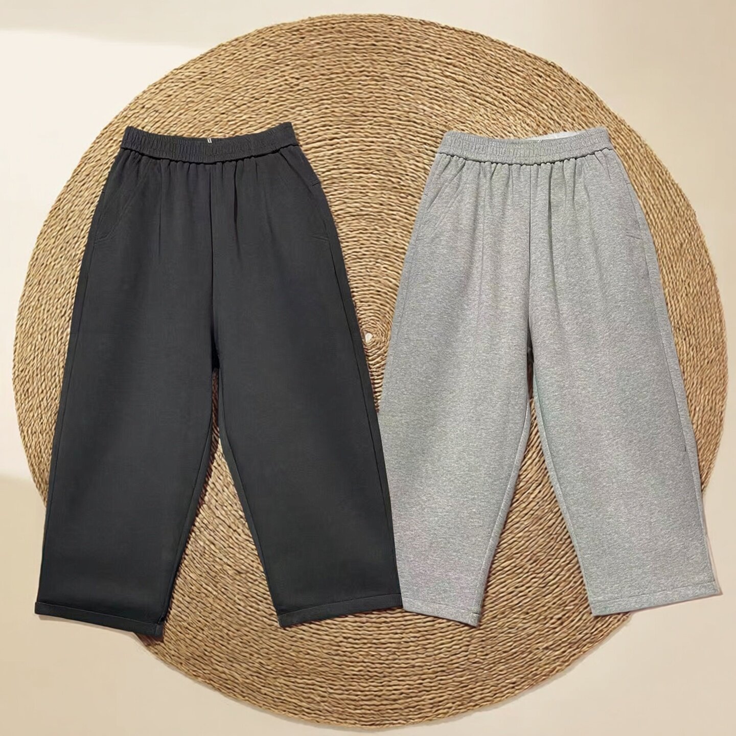 桐桐佳~春季八分弹力休闲奶奶裤女小个子宽松显瘦哈伦裤垮裤86126