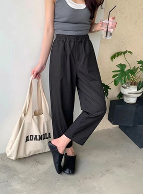 桐桐佳春季新款九分休闲哈伦裤女宽松显瘦大码直筒裤高腰百搭2570