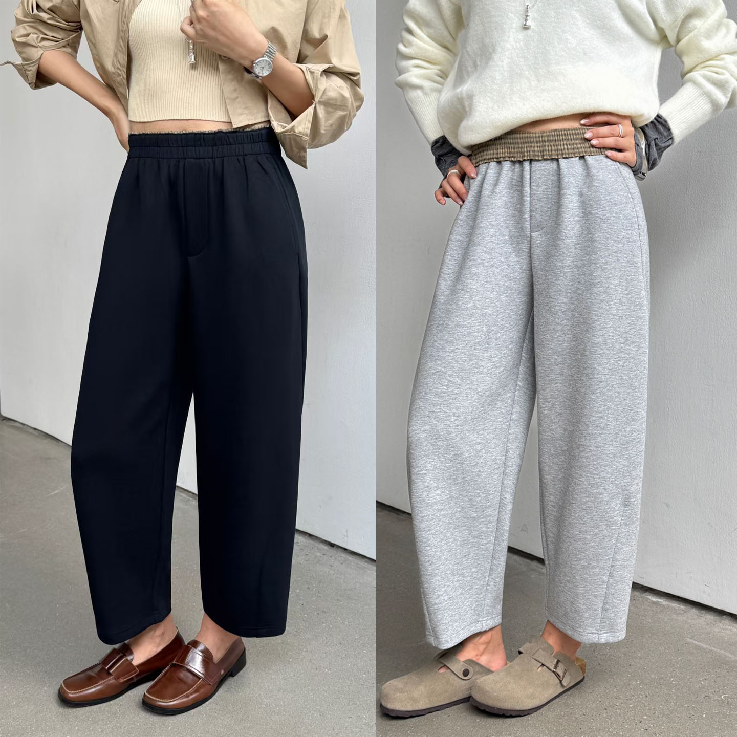 秋季高弹空气棉九分休闲哈伦裤女