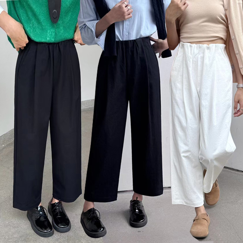 简谜高腰九分女士直筒裤休闲百搭