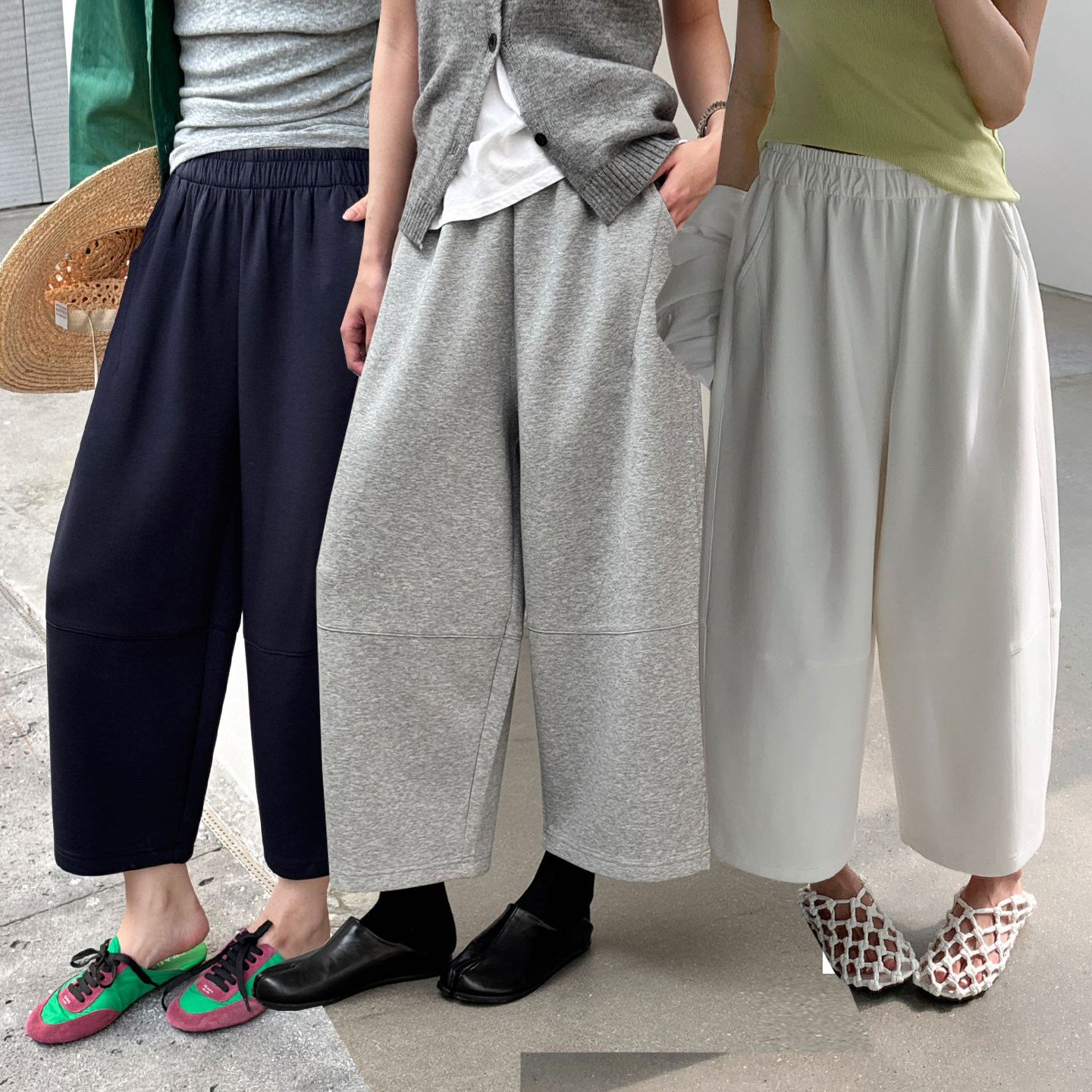 桐桐佳春款九分匹马棉休闲女裤宽松时尚八分阔腿裤弯刀裤nv99006