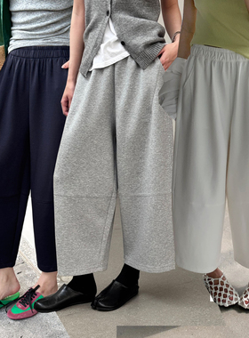 桐桐佳春款九分匹马棉休闲女裤宽松时尚八分阔腿裤弯刀裤nv99006