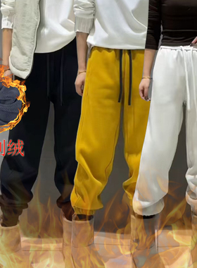 桐桐佳~冬季复合奥利绒运动卫裤女宽松显瘦高弹束脚裤哈伦裤86106