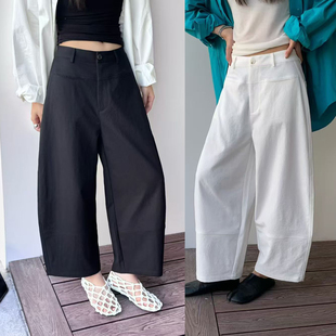 简约高腰气球裤 桐桐佳春季 时尚 九分弯刀休闲女裤 子简谜S26007 新款