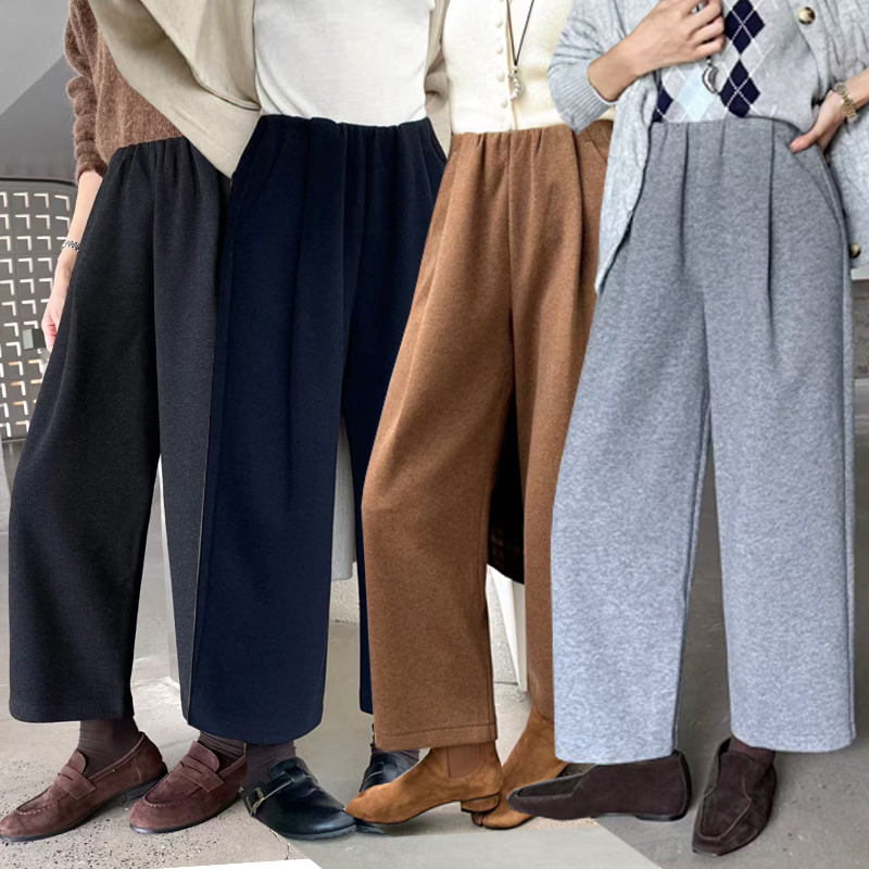 桐桐佳冬季厚料绵羊毛九分山本裤