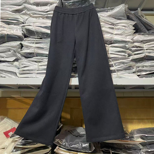 桐桐佳冬季驼绒毛呢窄版阔腿裤女