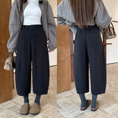 花苞裤 桐桐佳 子86093 女时尚 宽松靴裤 冬季 加绒毛呢8分休闲奶奶裤