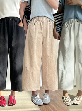 桐桐佳春季新款八分气球裤女高腰宽松显瘦直通哈伦裤子简谜S26027